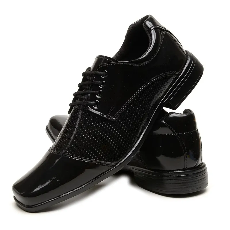 Sapato modelo Davi Verniz Preto Perfurado Preto
