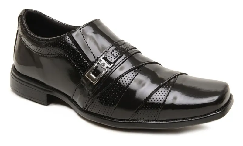 Sapato modelo Isaias Verniz Preto Perfurado Preto